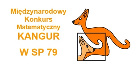 Powiększ grafikę: logo Konkursu Kangur - rysunek kangura oraz napis Międzynarodowy Konkurs Matematyczny KANGUR w SP79