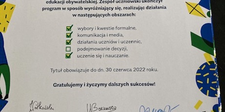 Ogólnopolski Certyfikat z wyróżnieniem Szkoła Podstawowa nr 79