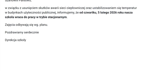 Powrót do szkoły w czwartek