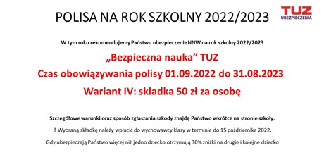 Ubezpieczenie na rok szkolny 2022/23